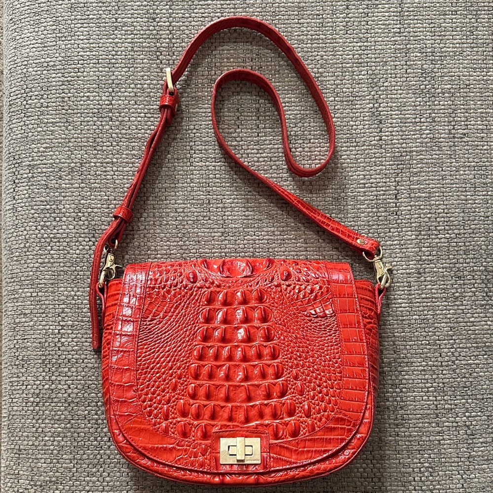 Brahmin Red Crocodile-Embossed Crossbody Bag